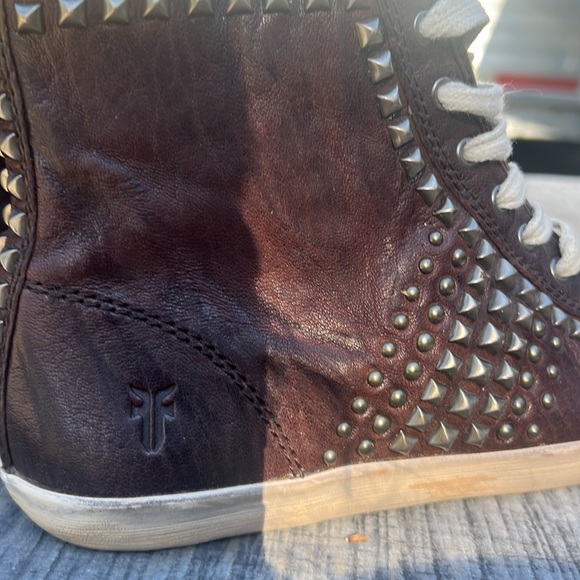 Frye “Kira”, studded, vintage leather,  high tops.  Distressed woman’s size 7.5 - Picture 5 of 9
